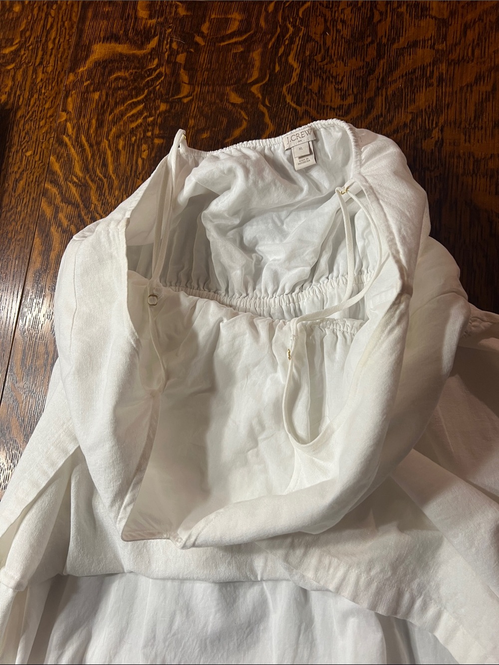 J Crew Factory White Linen Rayon Spaghetti Strap Lined Dress EUC Size XL - Picture 11 of 11